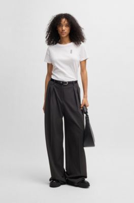 Pure-cotton T-shirt with marker-inspired logo, White