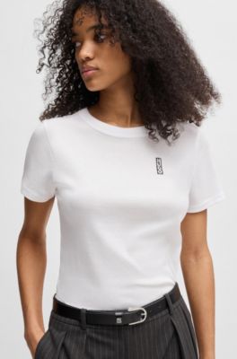 Pure-cotton T-shirt with marker-inspired logo, White