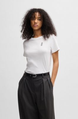 Pure-cotton T-shirt with marker-inspired logo, White
