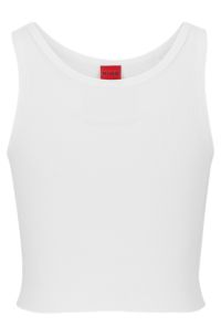Cropped slim-fit tank top in stretch cotton, White