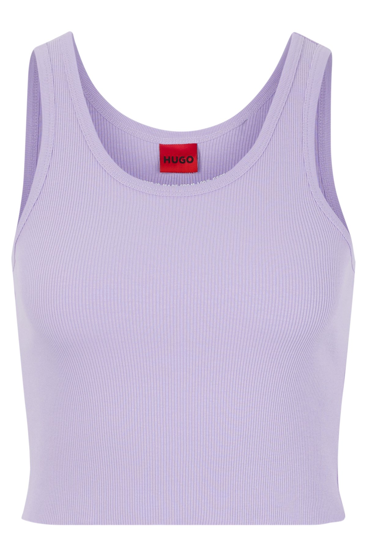 HUGO - Cropped slim-fit tank top in stretch cotton