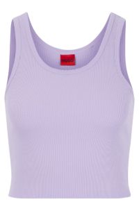 Cropped slim-fit tank top in stretch cotton, Light Purple