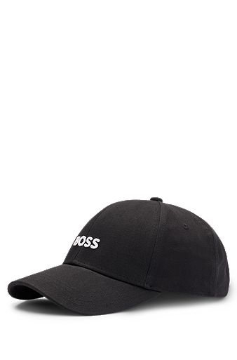 Cotton-twill six-panel cap with embroidered logo, Black