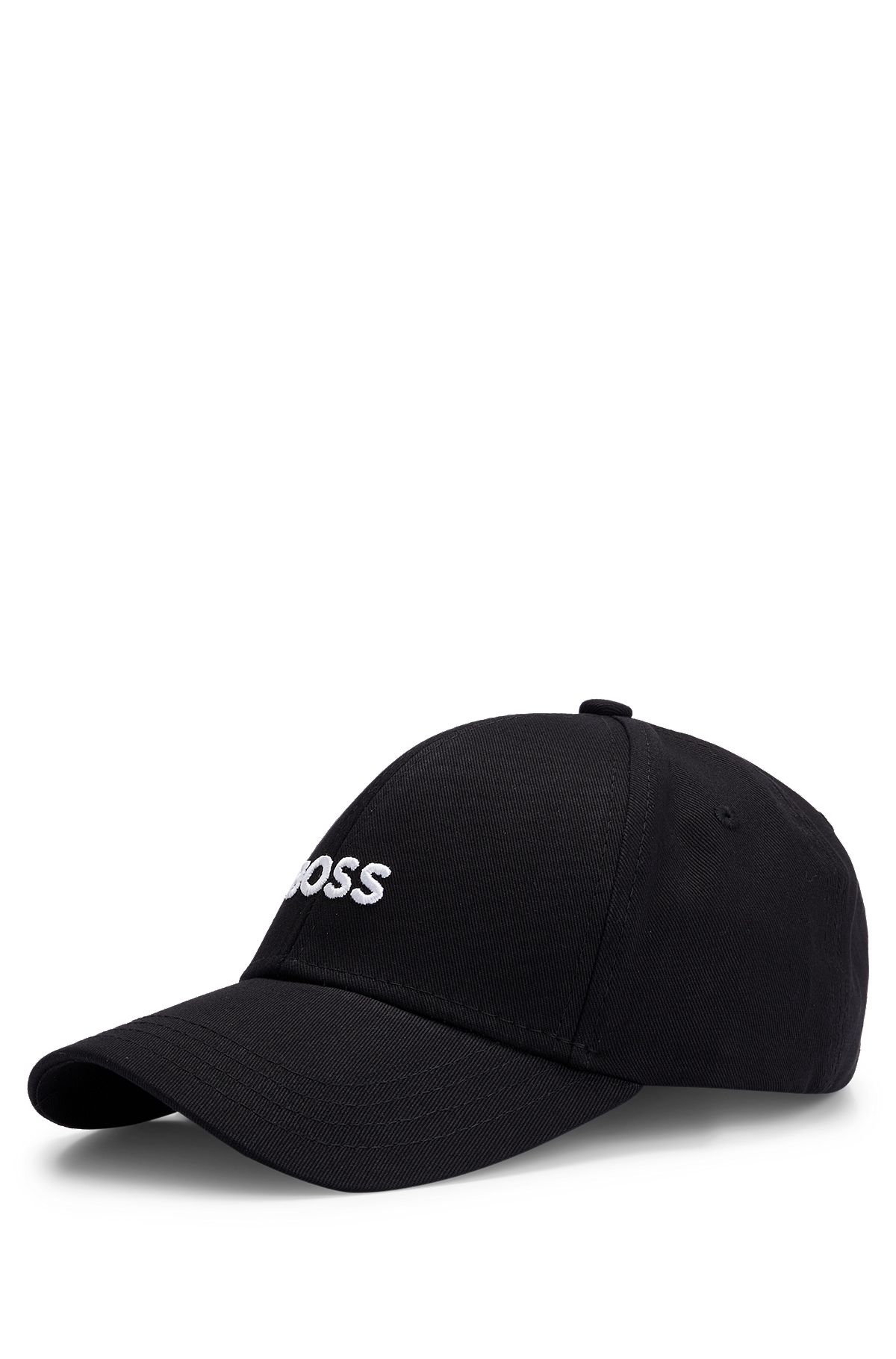 Cotton-twill six-panel cap with embroidered logo, Black