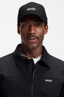 Cotton-twill cap with embroidered logo, Black