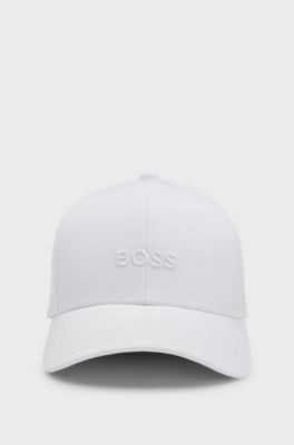 Cotton-twill cap with embroidered logo, White
