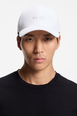 Cappellino in twill di cotone con logo ricamato, Bianco