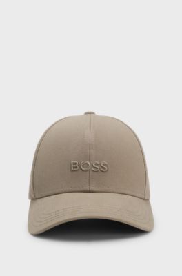 Pet van katoenen twill met logostiksel, Lichtbruin