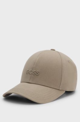 Pet van katoenen twill met logostiksel, Lichtbruin