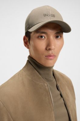 Cap aus Baumwoll-Twill mit Logo-Stickerei, Hellbraun