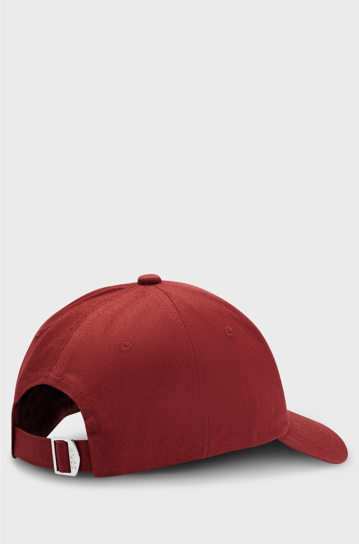 Cotton-twill six-panel cap with embroidered logo, Dark Red