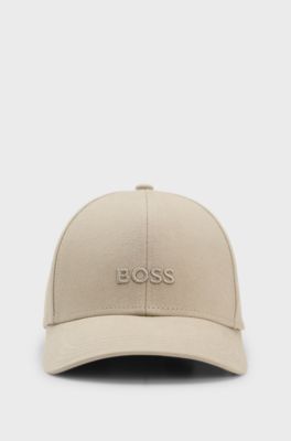Cotton-twill cap with embroidered logo, Khaki