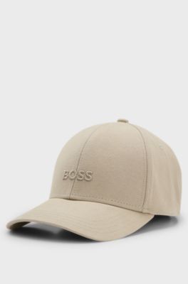 Cotton-twill cap with embroidered logo, Khaki