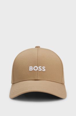 Cotton-twill cap with embroidered logo, Beige