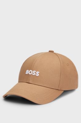Cotton-twill cap with embroidered logo, Beige