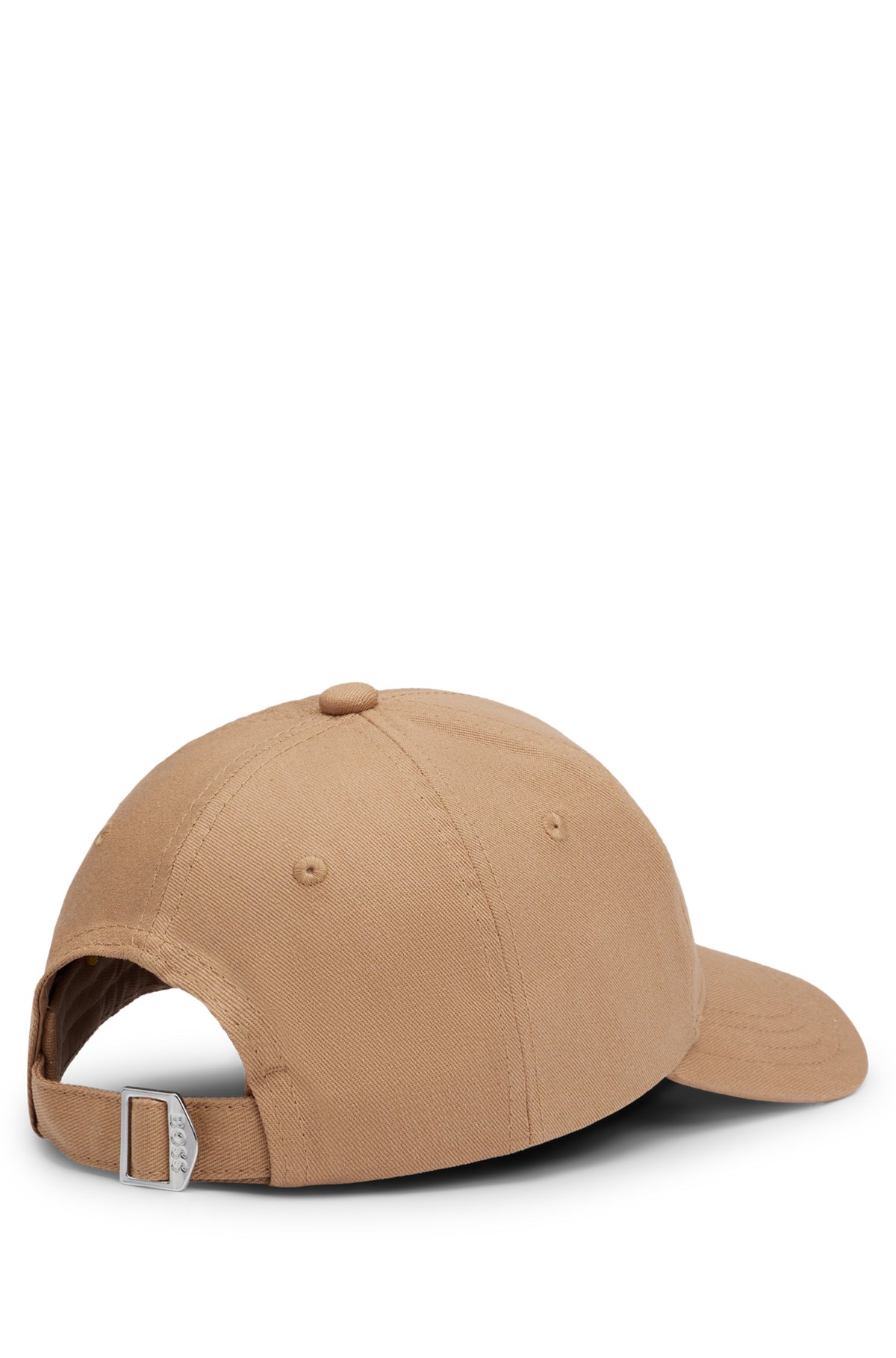 Cotton-twill six-panel cap with embroidered logo, Beige