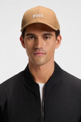Cotton-twill cap with embroidered logo, Beige