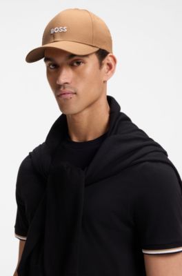 Cotton-twill cap with embroidered logo, Beige