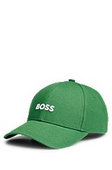 Gorra de seis paneles en sarga de algodón con logo bordado, Verde