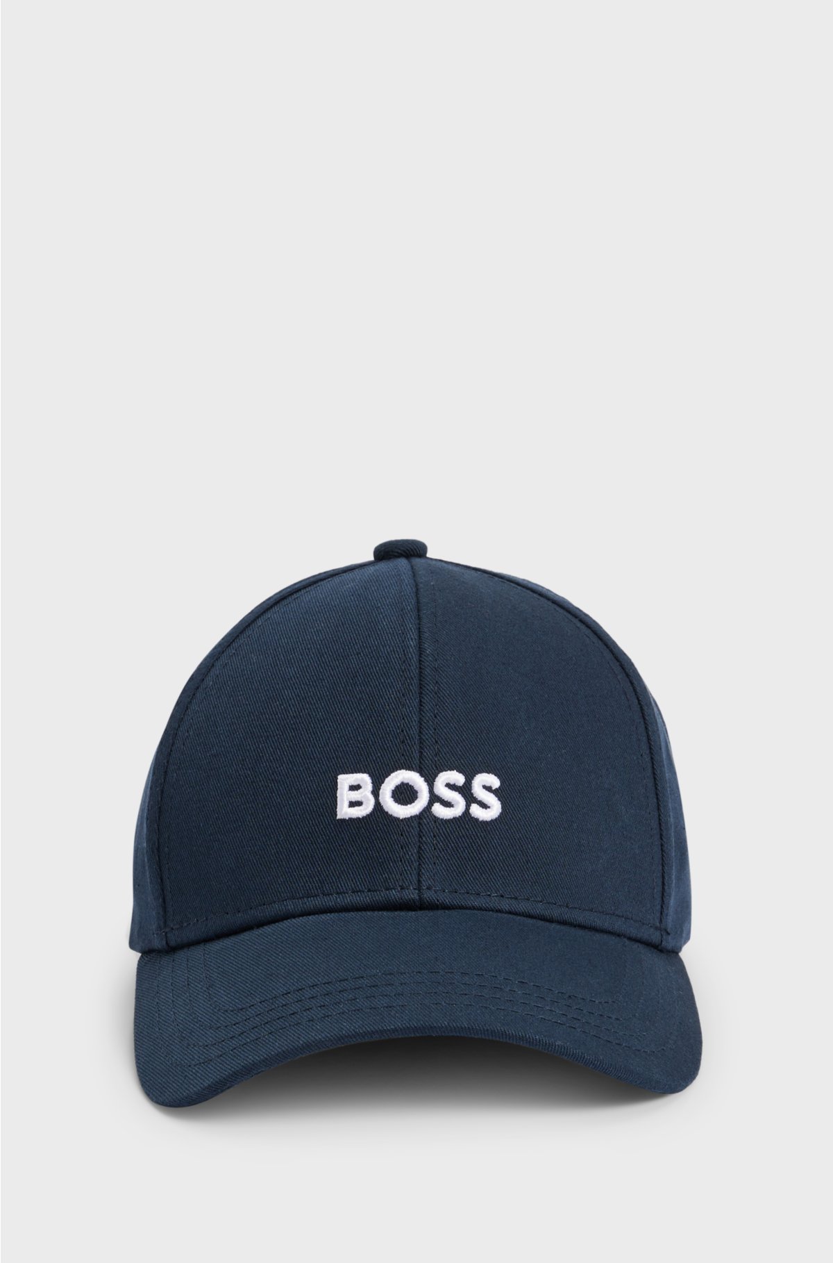 Cotton-twill six-panel cap with embroidered logo, Dark Blue