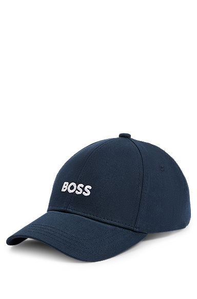 Cotton-twill six-panel cap with embroidered logo, Dark Blue