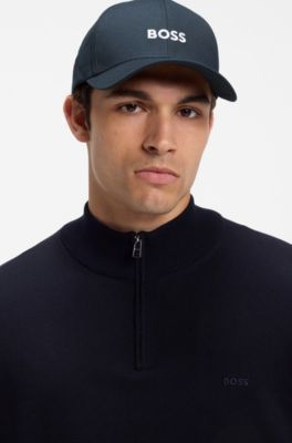 コットンツイル キャップ ロゴエンブロイダリー, ダークブルー