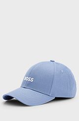 Cotton-twill six-panel cap with embroidered logo, Light Blue