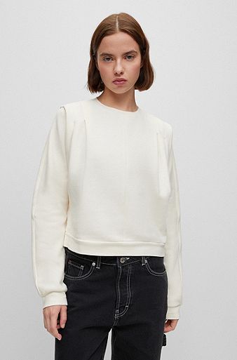 Organic-cotton regular-fit sweatshirt with shoulder details, White