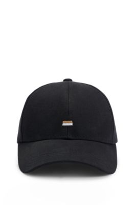 Cotton-twill cap with signature-stripe embroidery, Black