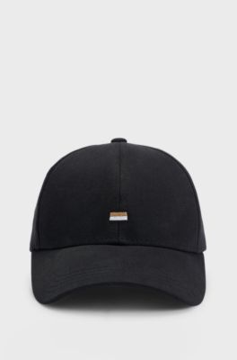 Cotton-twill cap with signature-stripe embroidery, Black