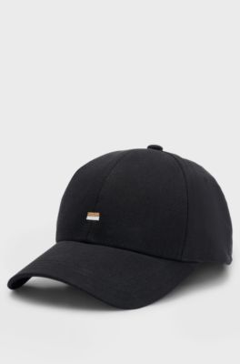 Cotton-twill cap with signature-stripe embroidery, Black