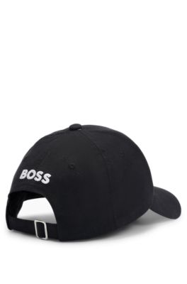 Cotton-twill cap with signature-stripe embroidery, Black