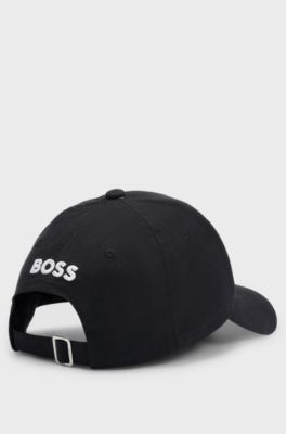 Cotton-twill cap with signature-stripe embroidery, Black
