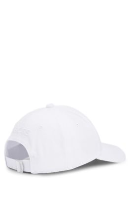 Cotton-twill cap with signature-stripe embroidery, White