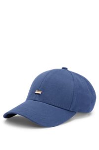 Gorra de sarga de algodón con bordado de rayas de la marca, Azul