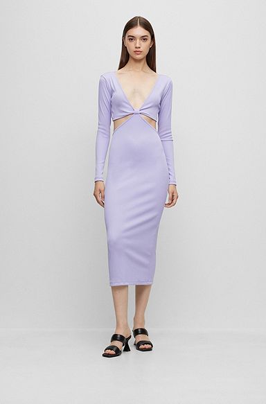 Slim-fit bodycon dress with cut-out details, Light Purple