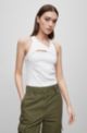 Canotta in cotone elasticizzato con dettagli cut-out, Bianco