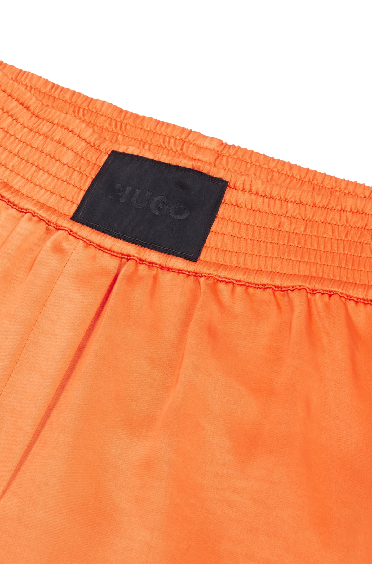 Shorts aus Satin mit Logo-Label und Seitenstreifen, Dunkelorange