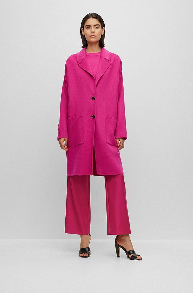 Melange relaxed-fit coat blended with wool, Pink