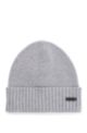 Ribbed beanie hat in responsible virgin wool, Light Grey