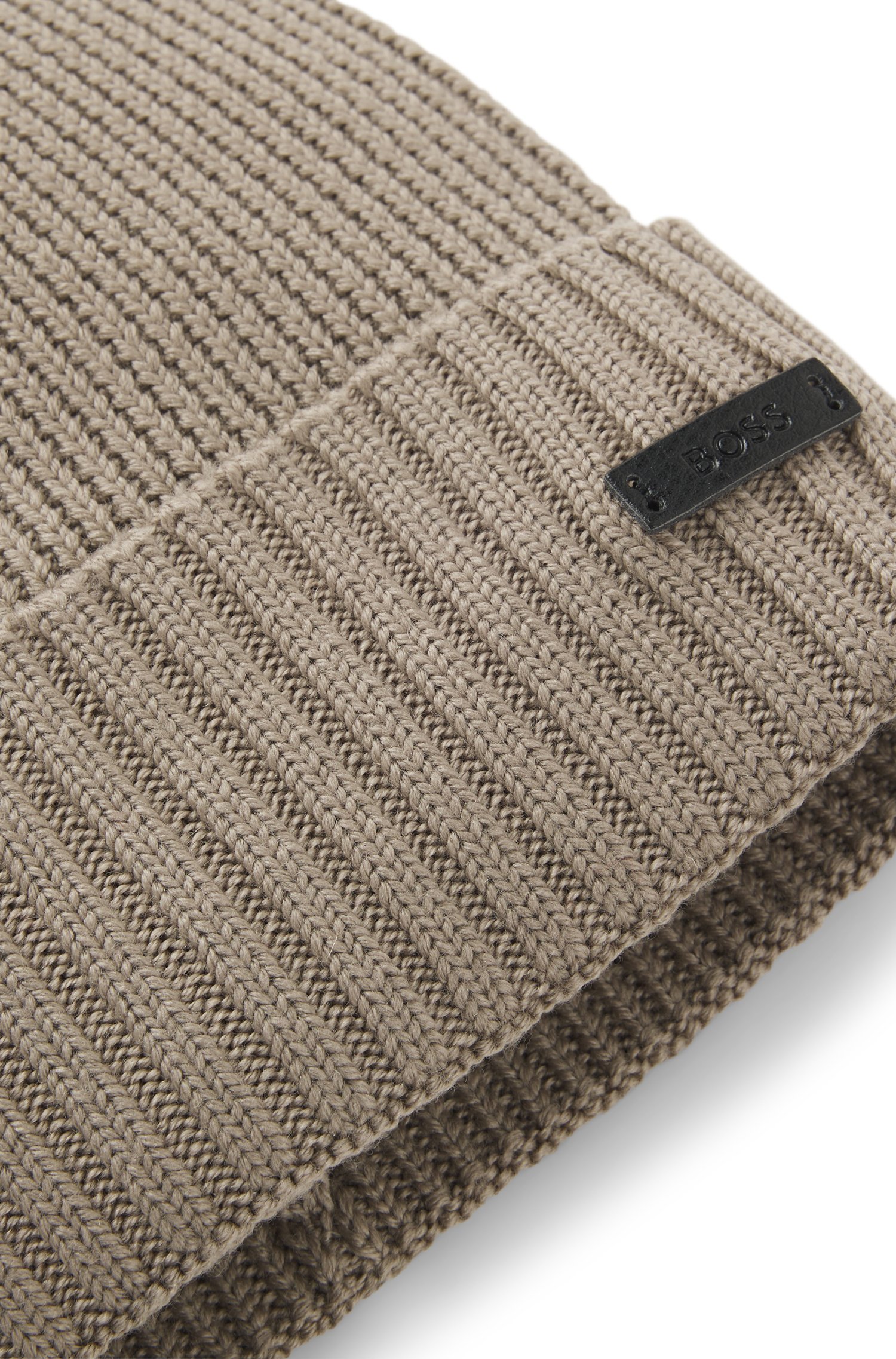 Boss Rib-knit virgin-wool beanie with logo plaque mössor herr – bild 5