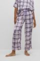 Satin pyjama bottoms with all-over check pattern, Purple Patterned