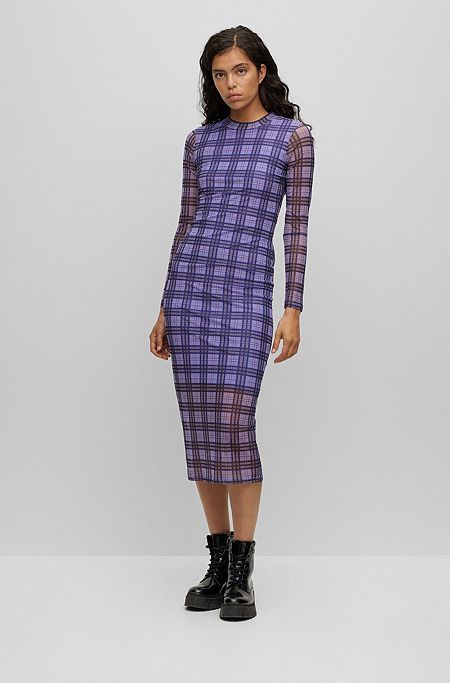 Stretch-mesh regular-fit dress with modern print, Patterned