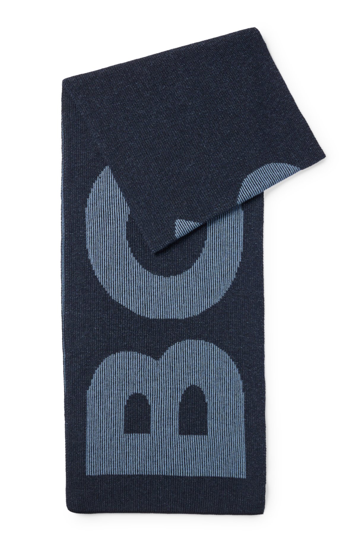 BOSS - Logo-knit scarf a blend cotton-wool in