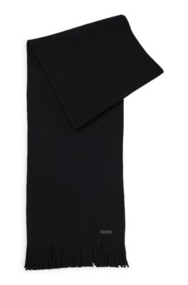 BOSS - Raschel-knit scarf in responsible virgin wool