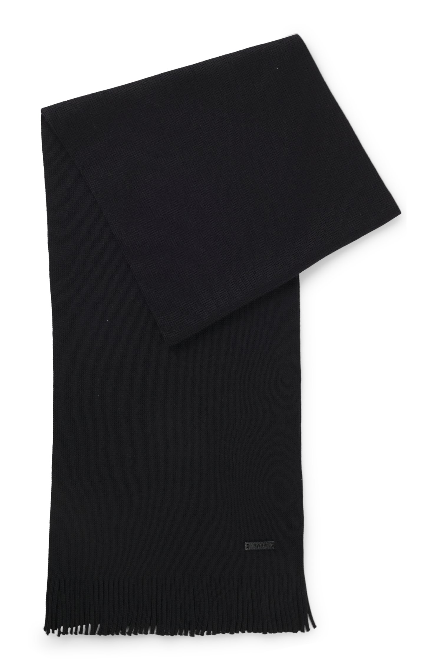 Boss Knitted scarf in virgin wool with logo detail halsdukar & sjalar herr