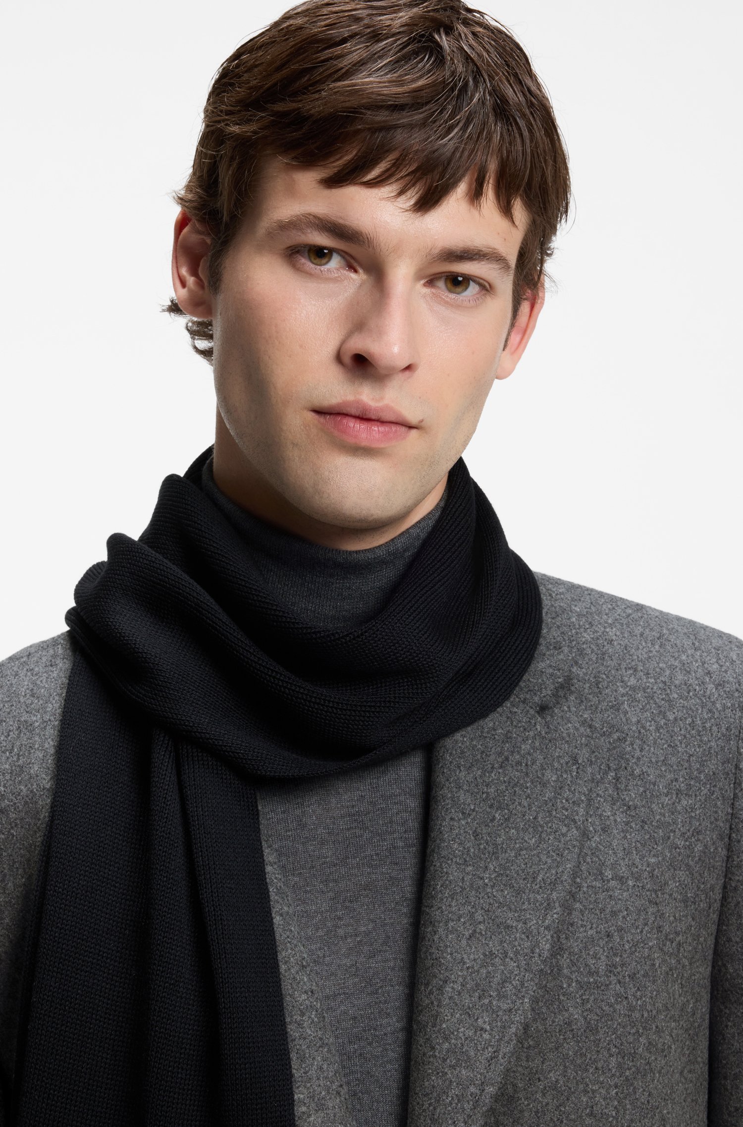 Boss Knitted scarf in virgin wool with logo detail halsdukar & sjalar herr – bild 2