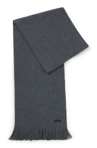 Raschel-knit scarf in merino wool, Grey