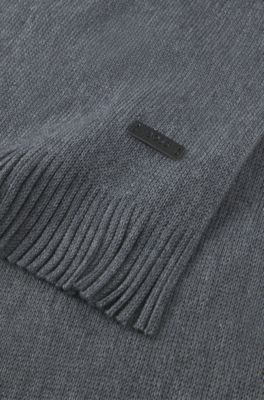 Raschel-knit scarf in virgin wool, Grey
