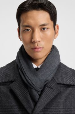 Raschel-knit scarf in virgin wool, Grey
